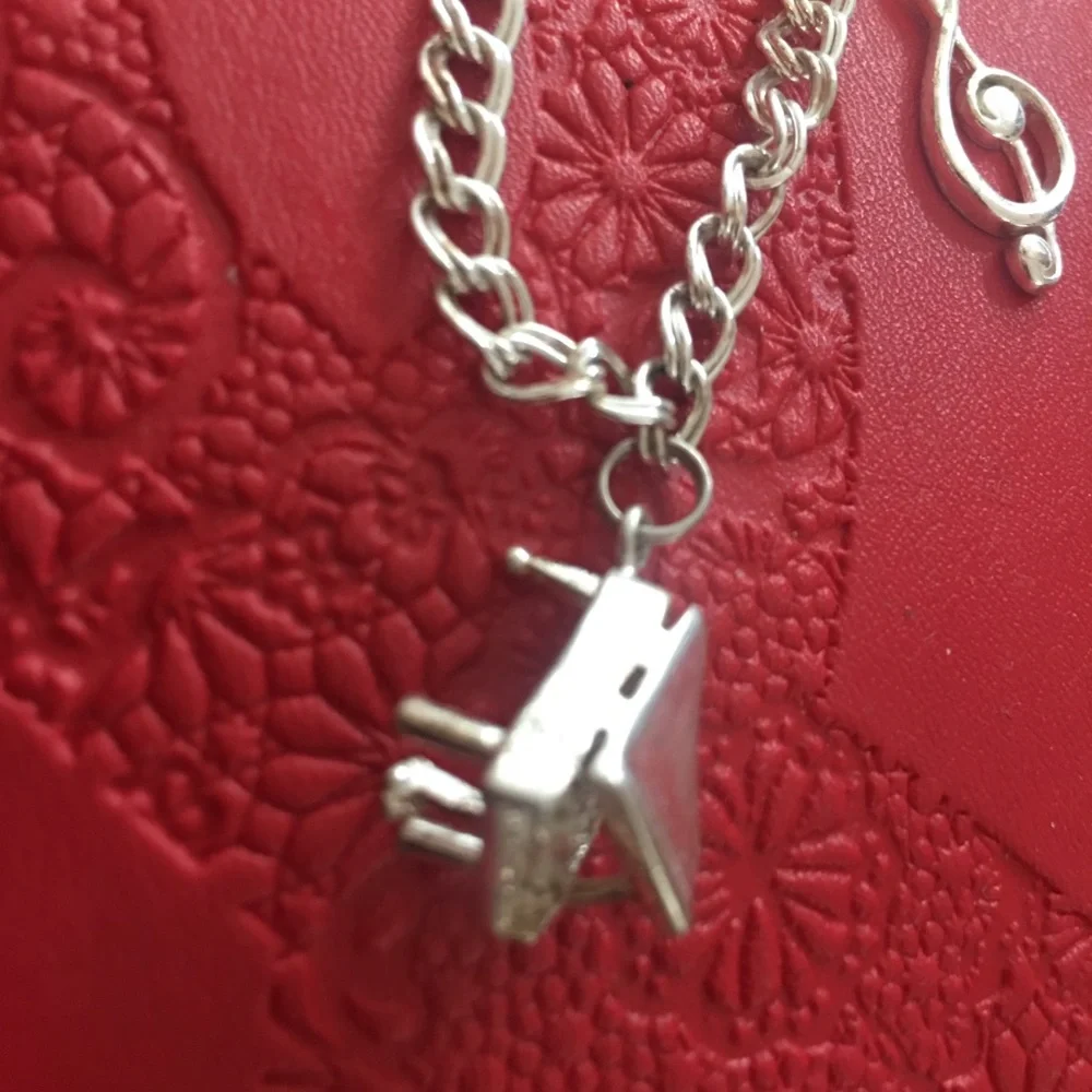 Vintage music charm notes piano bracelet 925